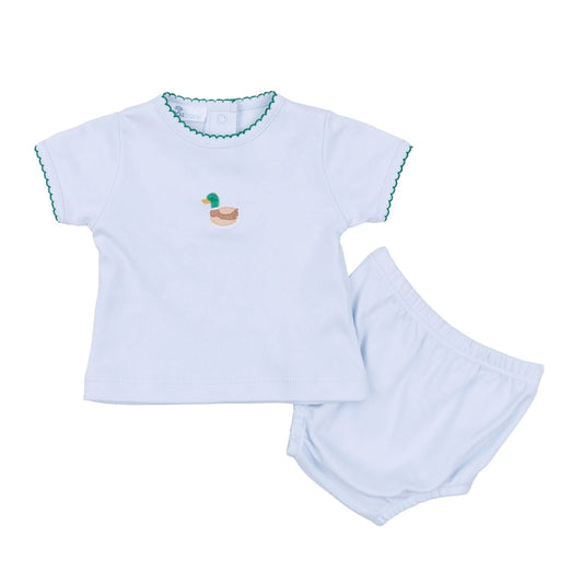 Magnolia Baby Mini Mallard Embroidered Diaper Cover Set Light Blue