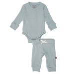 Magnetic Me Mist Ribbed Cotton Bodysuit & Pants