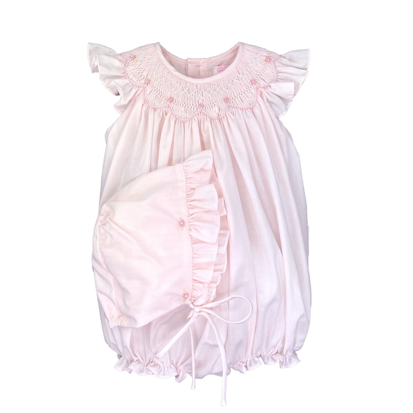 Petit Ami Pink Smocked Bubble & Hat
