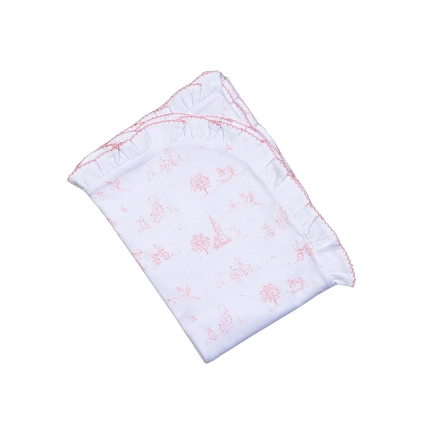 Baby Loren Pink Baby Toile Pima Receiving Blanket