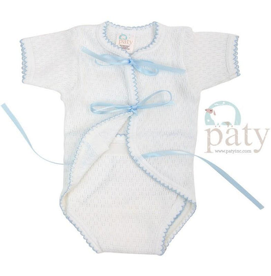 Paty Inc Creeper with Ribbon Ties Blue