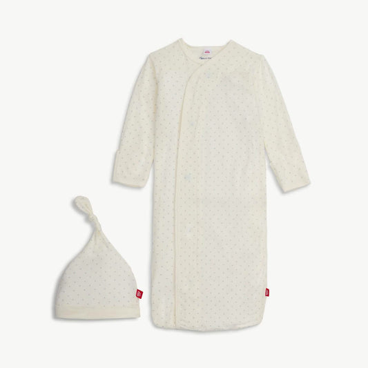 Magnetic Me Pin Dot Cream Gown & Hat Set