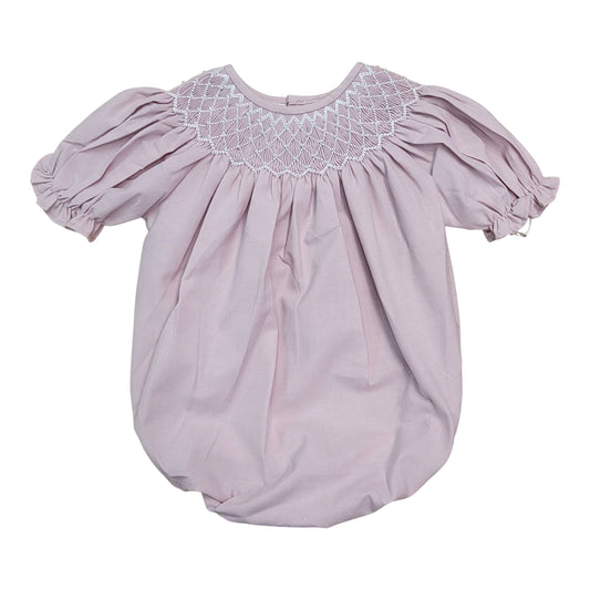 Sweet Dreams Dusty Pink Smocked Bubble with White Pearls
