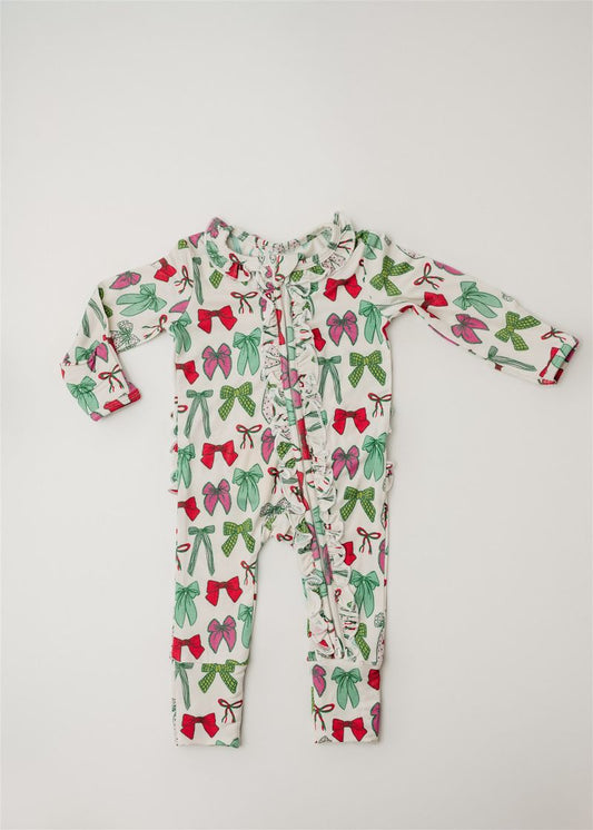 Rockin Royalty Holly Jolly Bows Footie