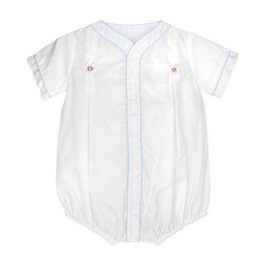 Petit Ami Romper & Hat with Baseball Embroidery