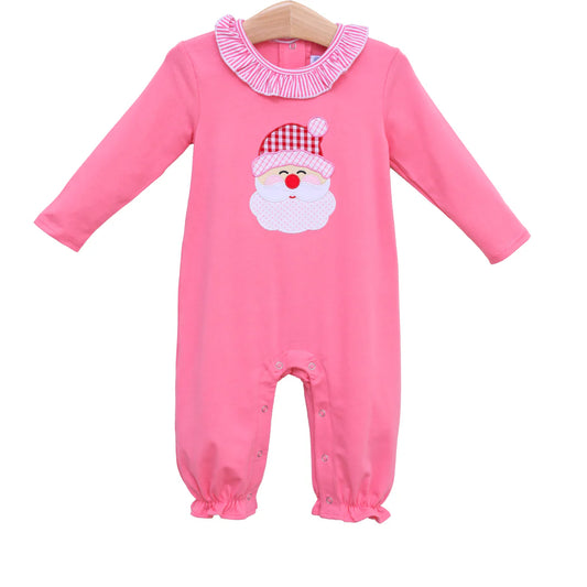 Trotter Street Kids Pink Santa Ruffle Romper