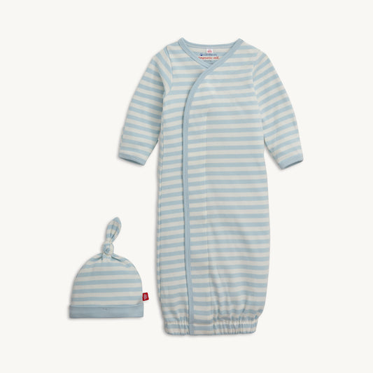 Magnetic Me Blue Stripe Organic Cotton Gown & Hat