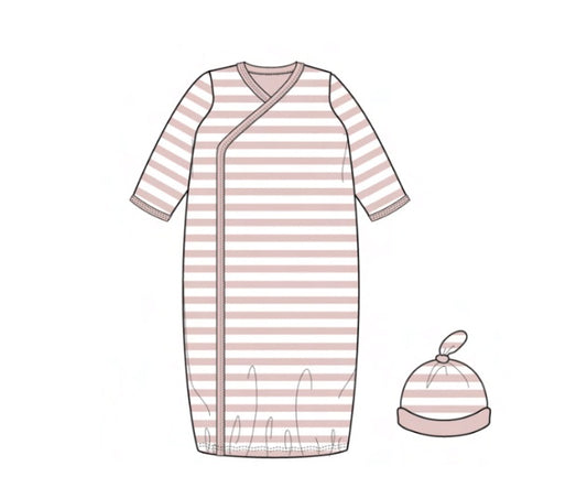 Magnetic Me Pink Stripe Organic Cotton Gown + Hat