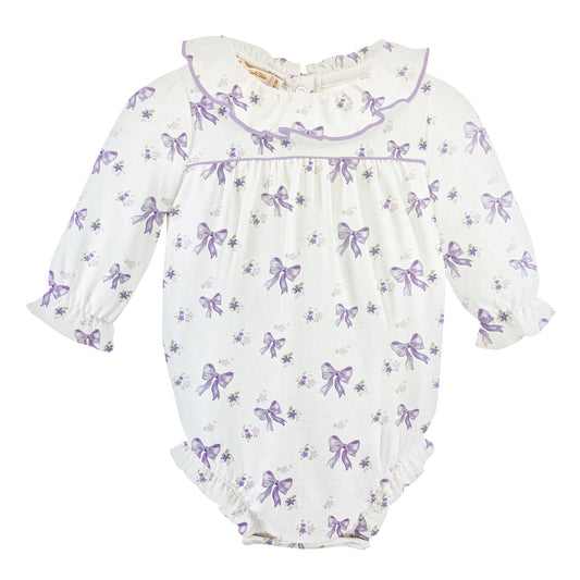 Baby Club Chic Lavender Bows Bubble w/ Scalloped Collar