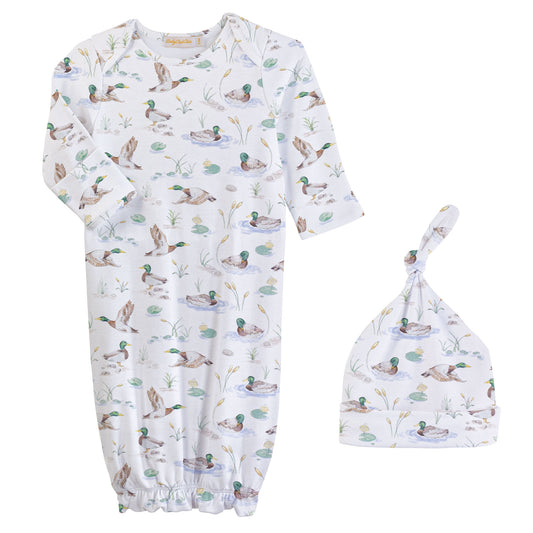 Baby Club Chic Mallard Ducks Gown & Hat Set