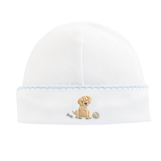 Baby Club Chic Good Puppy Boy Round Hat w/ Crochet Trim
