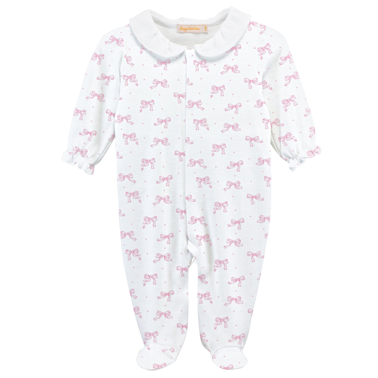 Baby Club Chic Tiny Bows Printed Footie w/ Round Collar