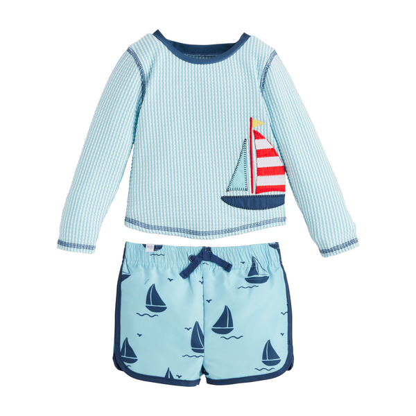 Mudpie Boys Sailboat Rash Guard Set