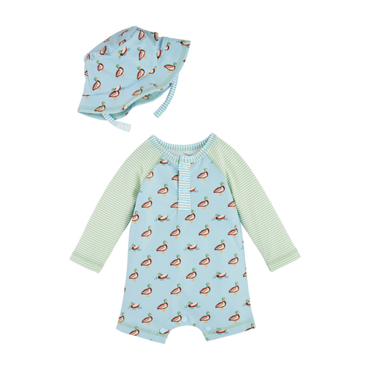 Duck Rashguard One-Piece and Hat Set