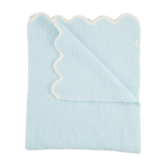 Mudpie Blue Scalloped Chenille Blanket