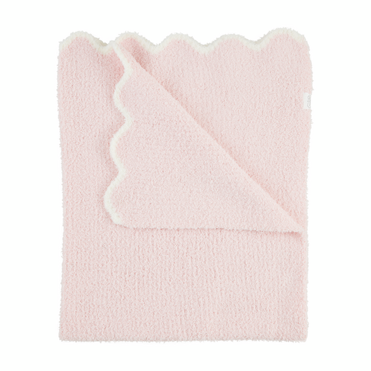 Mudpie Pink Scallop Chenille Blanket