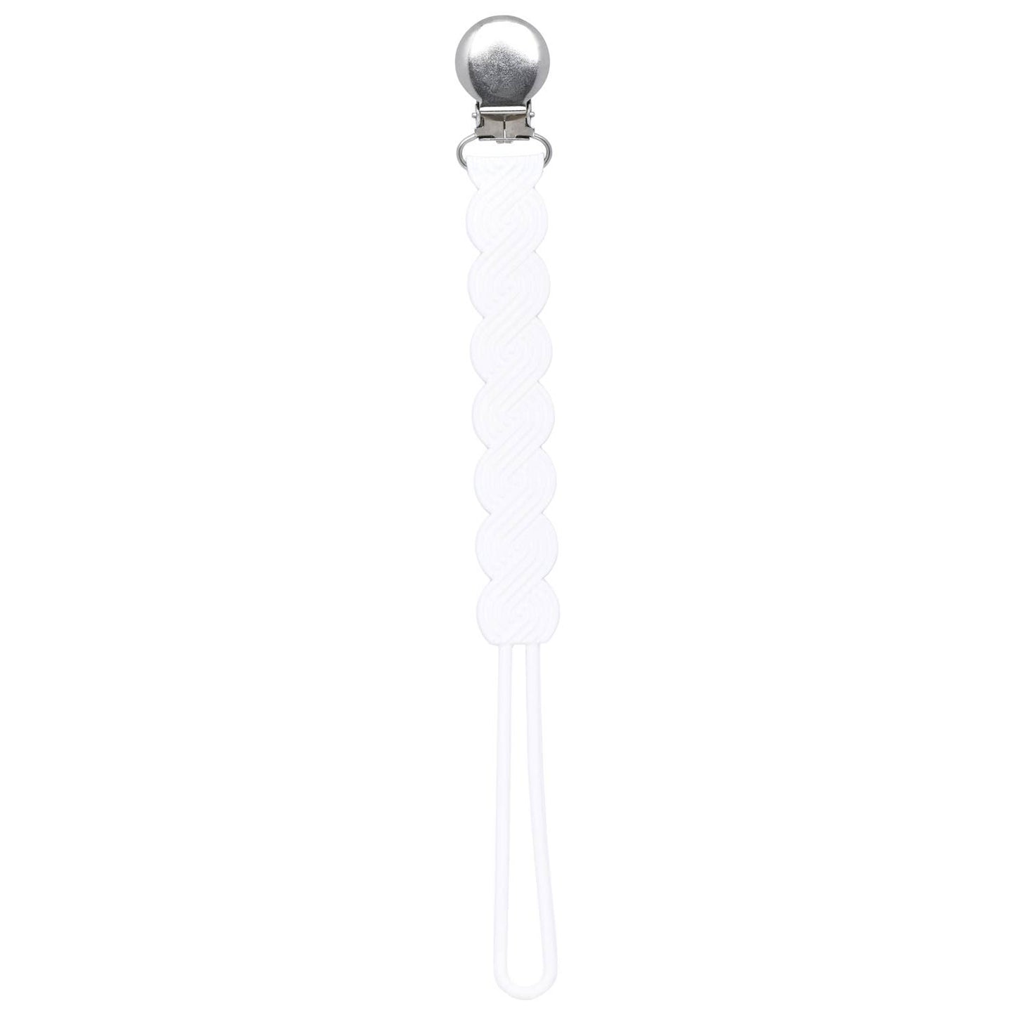 Three Little Tots - Waverly White All Silicone Modern Pacifier Clip