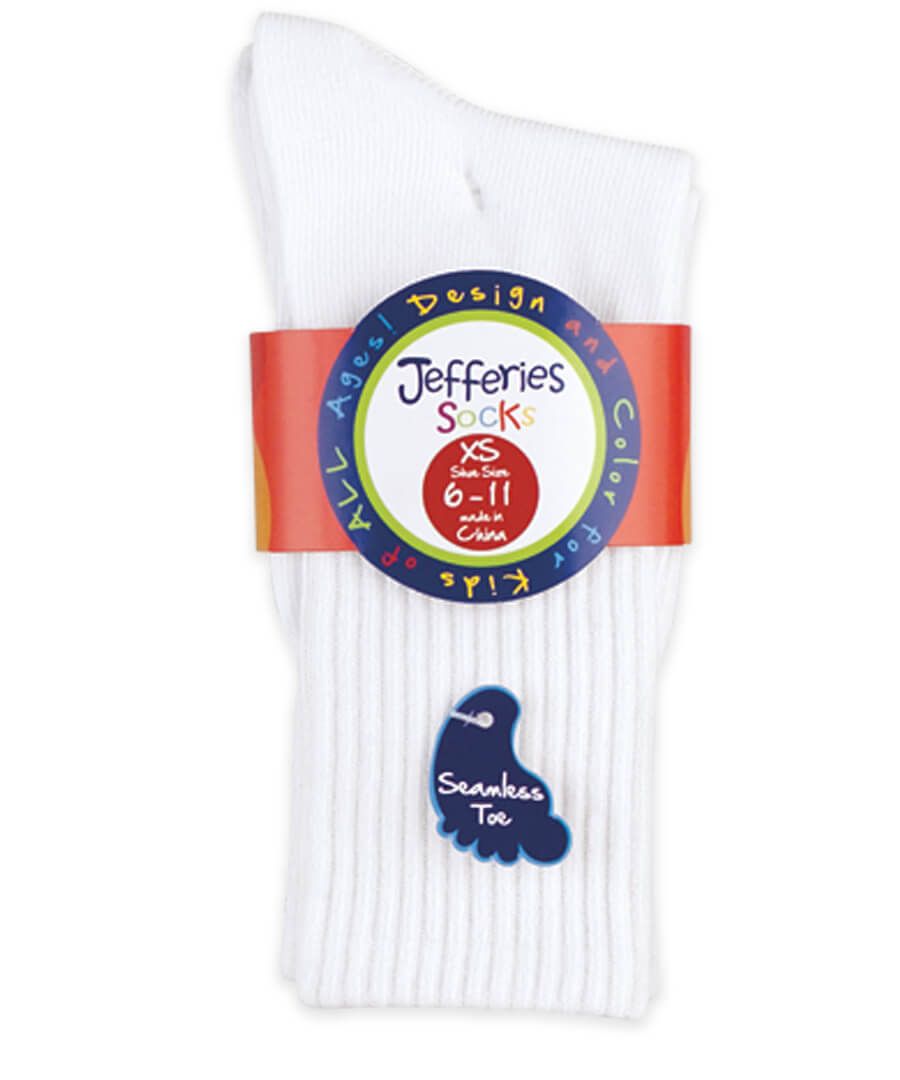 Jefferies Socks Girls/Boys Seamless Sport Crew Non-Cushion 3 Pair