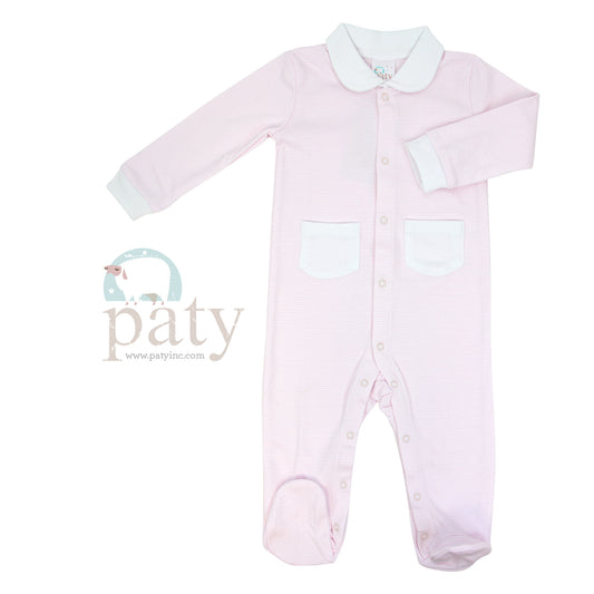 Paty Inc Footie with Pockets, Boy/Girl Options: Pink & White