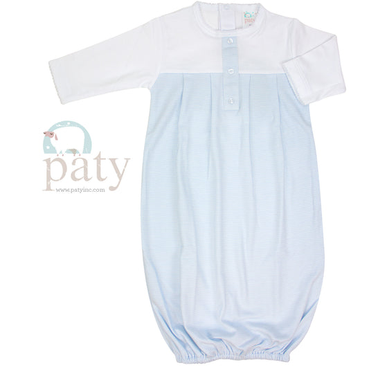 Paty Inc Sweet Stripes Pima Gown Blue/White Newborn