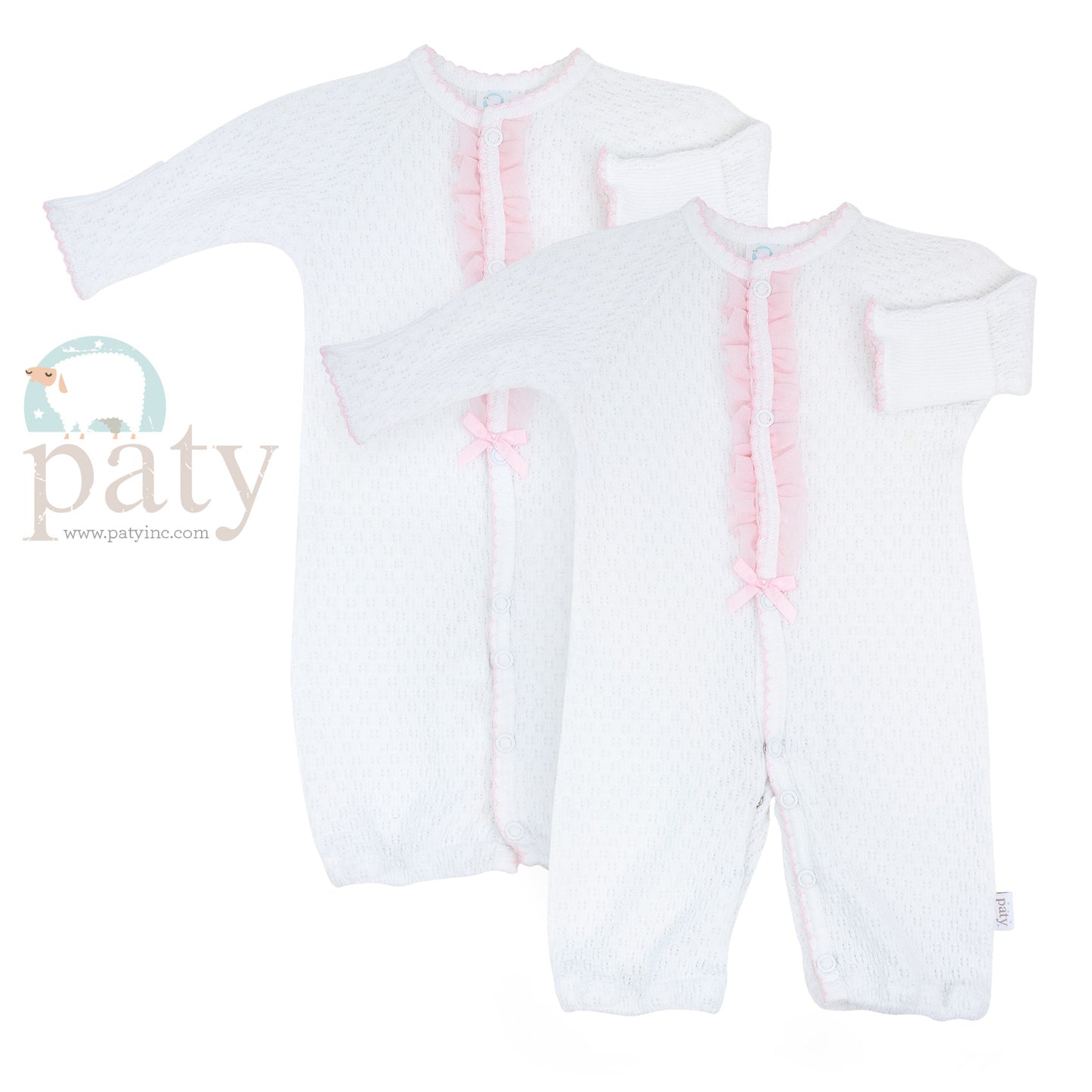 Paty Inc Newborn Converter White/Pink Chiffon Trim