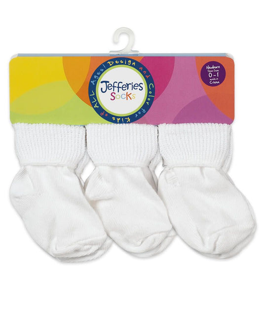 Jefferies Socks Classic Turn Cuff Bootie Socks 6 Pair Pack Newborn 0-1