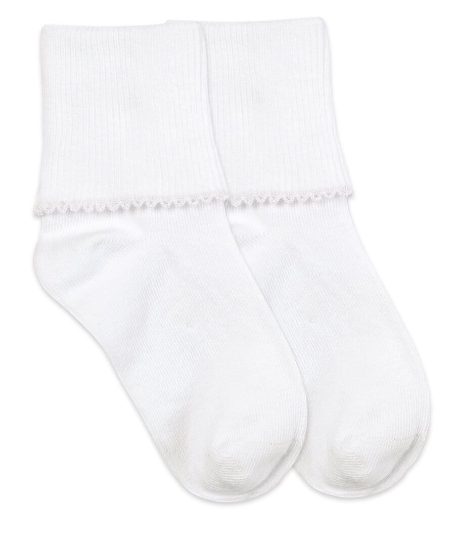 Jefferies Socks Girls Seamless Smooth Toe Tatted Edge Turn Cuff Socks