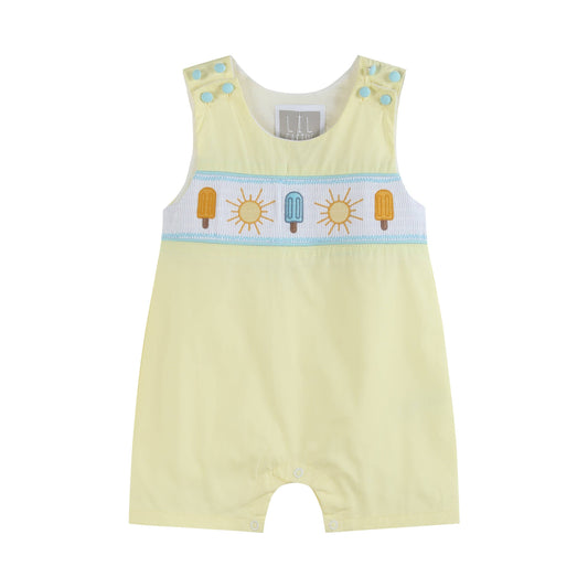 Lil Cactus - Yellow Popsicle Smocked Shortalls