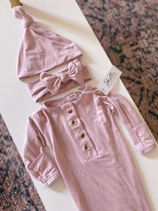 Stroller Society - Top & Bottom Baby Outfit (Newborn - 3 mo) - Dusty Rose