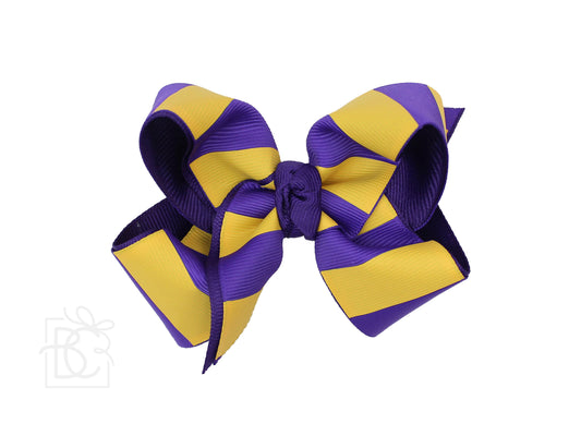Beyond Creations Collegiate Purple and Yellow Gold Striped Bow