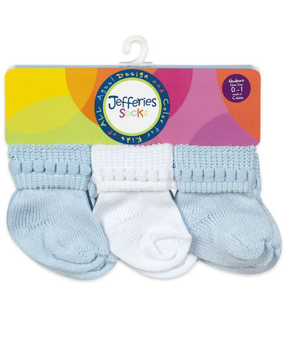 Jefferies Socks Newborn Rock-A-Bye Turn Cuff Socks 6 Pair Pack (Color Options Available)