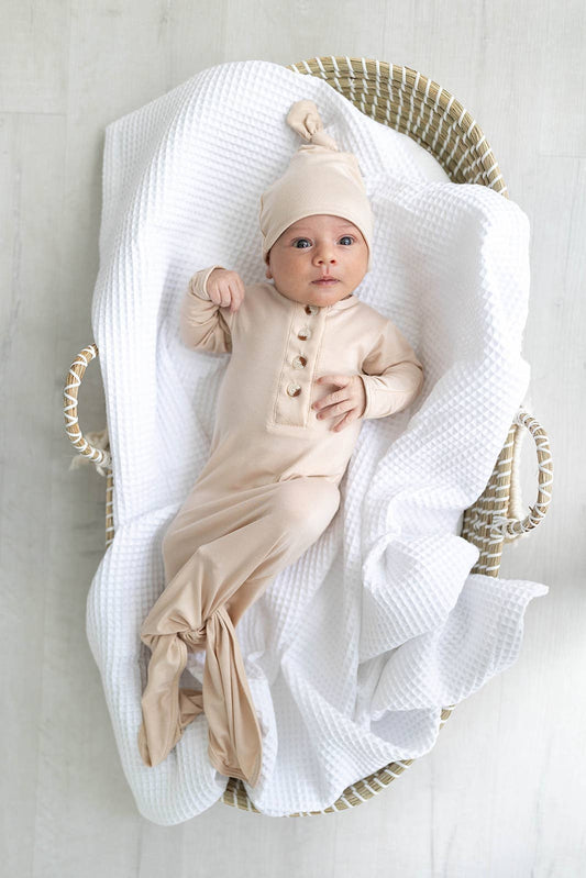 Stroller Society - Knotted Baby Gown Set (Newborn - 3 mo.) - Sand
