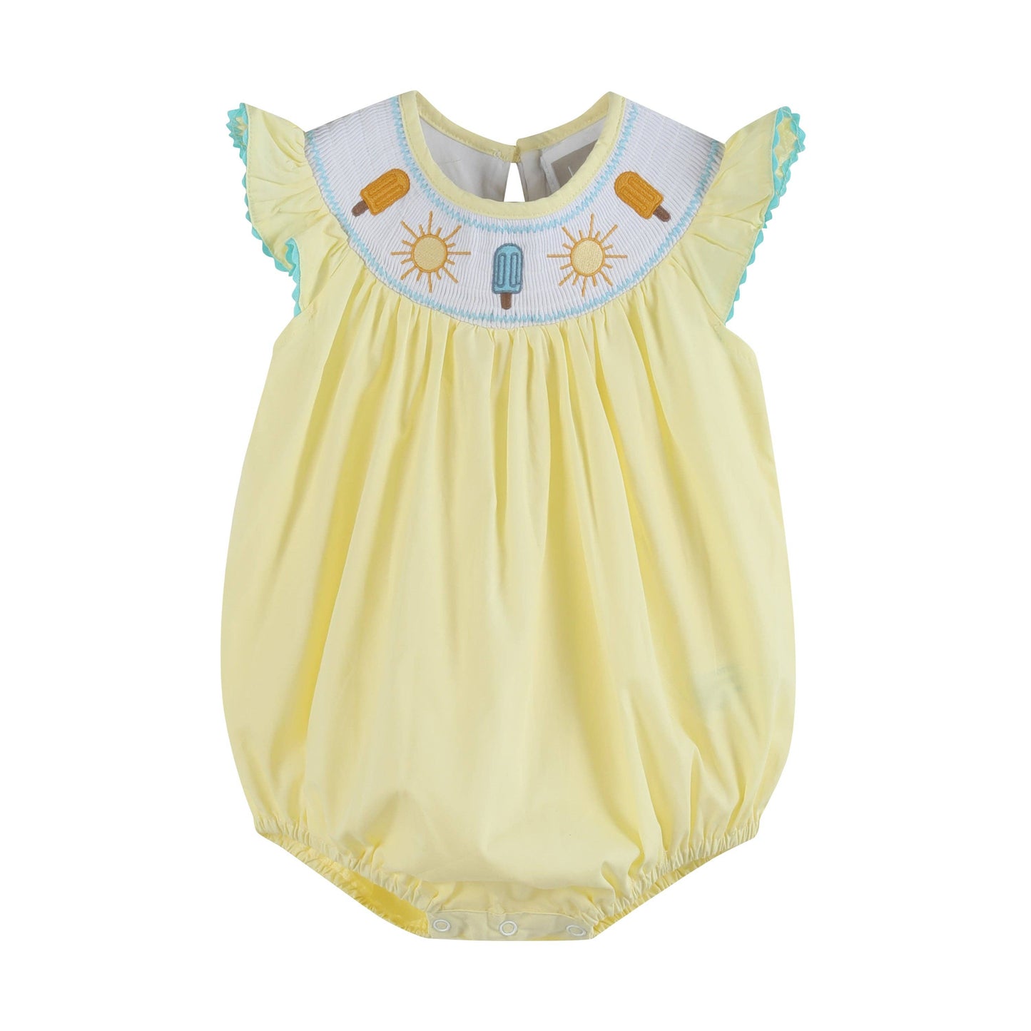 Lil Cactus - Yellow Popsicle Smocked Flutter Romper