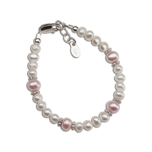 Girls Sterling Silver Pearl Baby Bracelet or Kids Jewelry: Large 6-12 Years