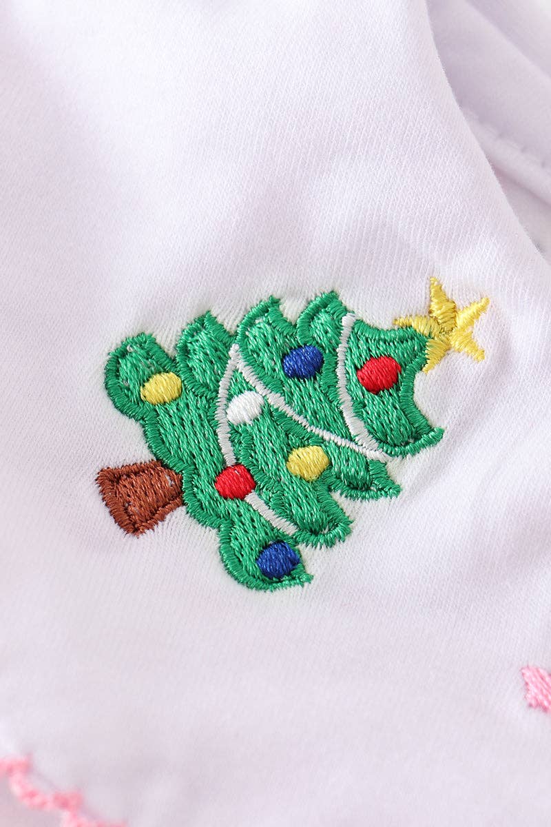 Honeydew - Christmas tree embroidery dot print dress