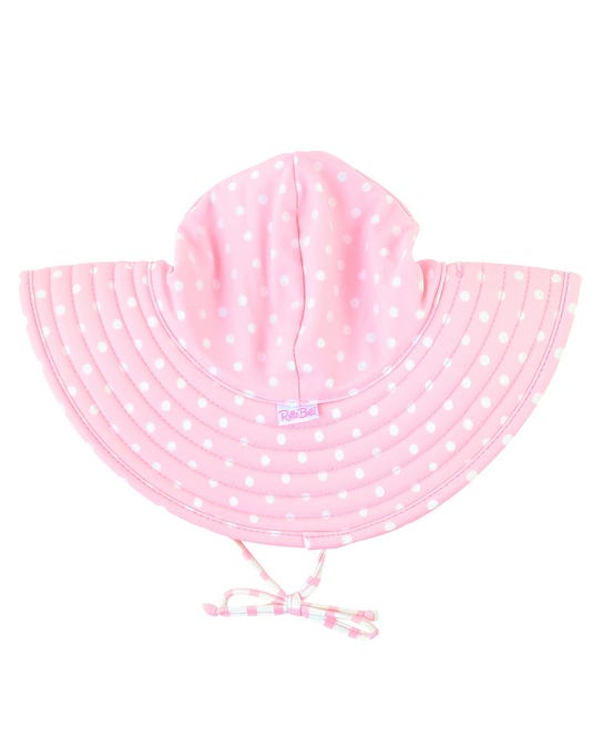 Ruffle Butts Pink Polka and Stripe Reversible Swim Hat
